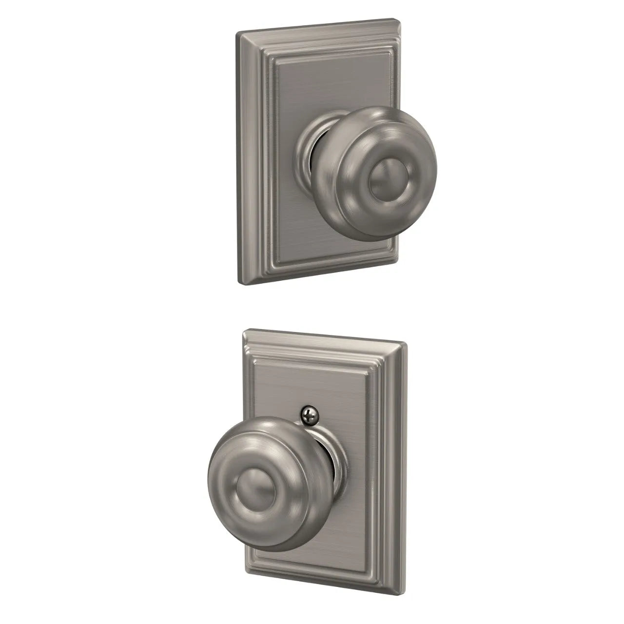 Schlage Georgian Knob with Addison Rosette Satin Nickel