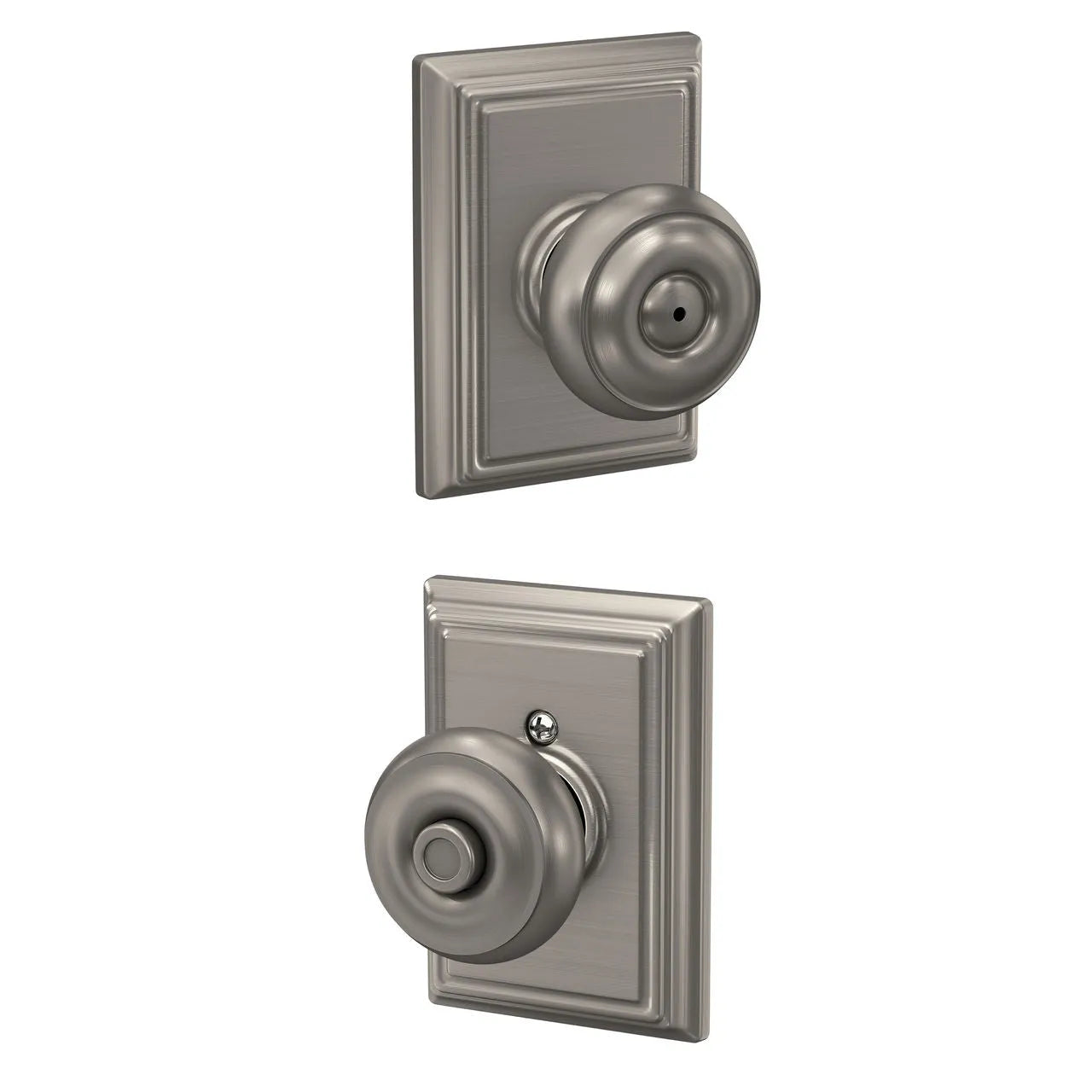 Schlage Georgian Knob with Addison Rosette Satin Nickel