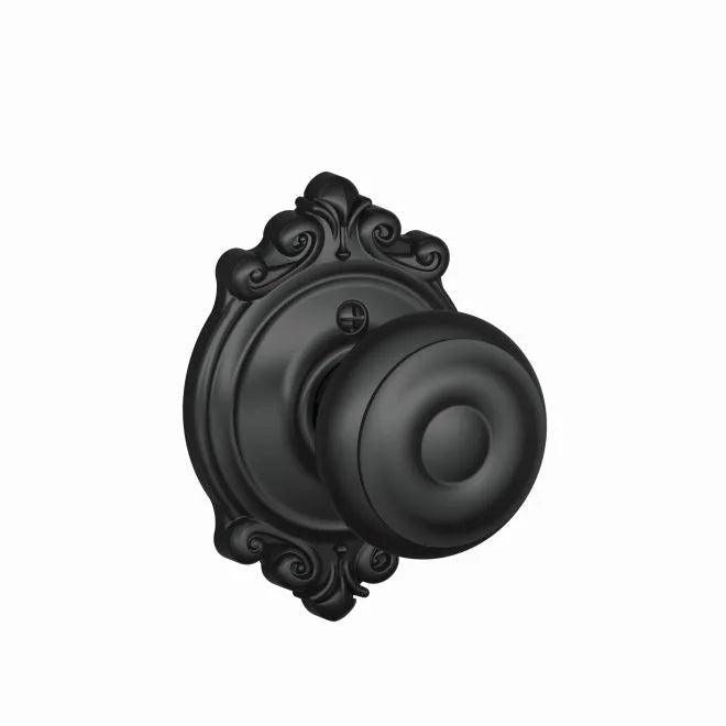 Schlage Georgian Knob Half Dummy With Brookshire Rosette Flat Black