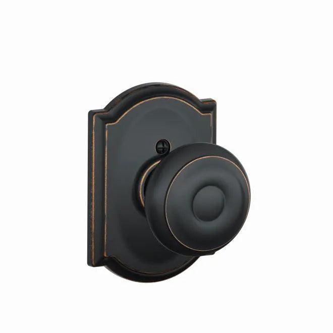 Schlage Georgian Knob Half Dummy With Camelot Rosette Aged Bronze