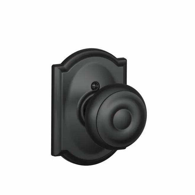 Schlage Georgian Knob Half Dummy With Camelot Rosette Flat Black