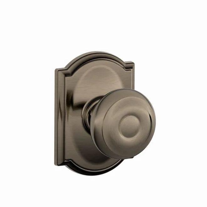 Schlage Georgian Passage Knob With Camelot Rosette Antique Pewter