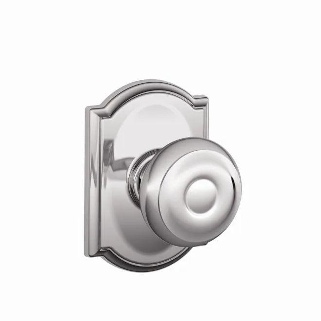Schlage Georgian Passage Knob With Camelot Rosette Bright Chrome