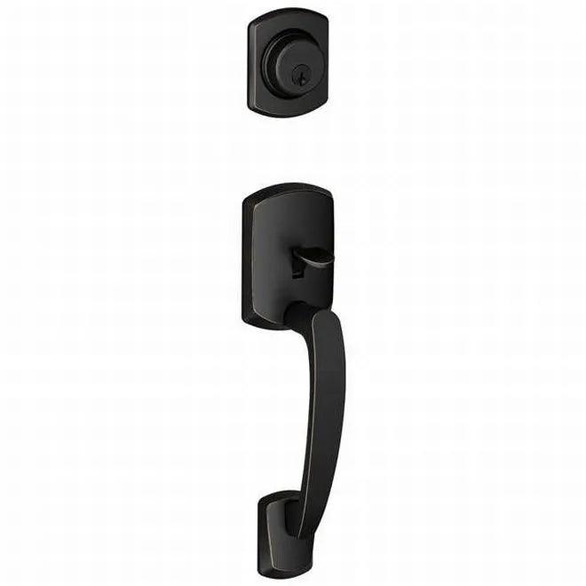 Schlage Greenwich Dummy Exterior Handleset Only - Interior Trim Sold Separately Aged Bronze