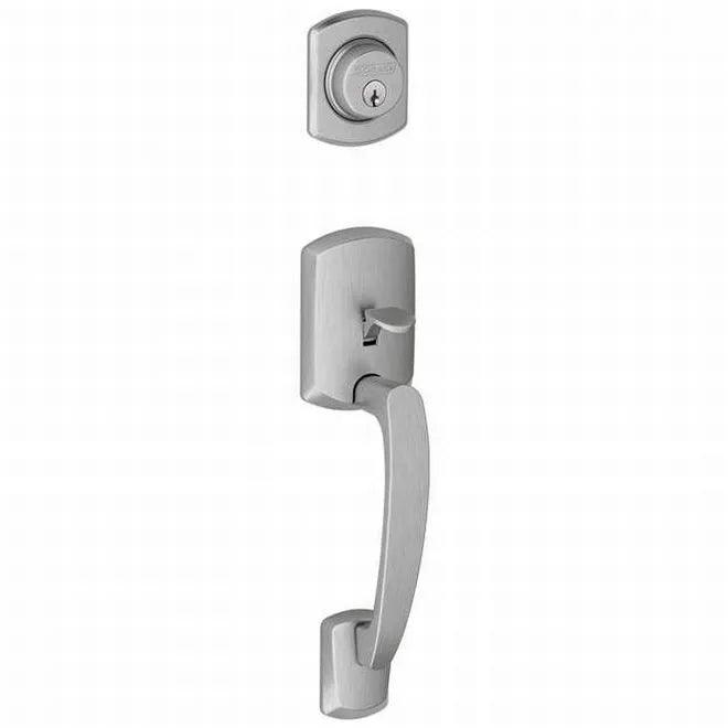Schlage Greenwich Dummy Exterior Handleset Only - Interior Trim Sold Separately Satin Chrome