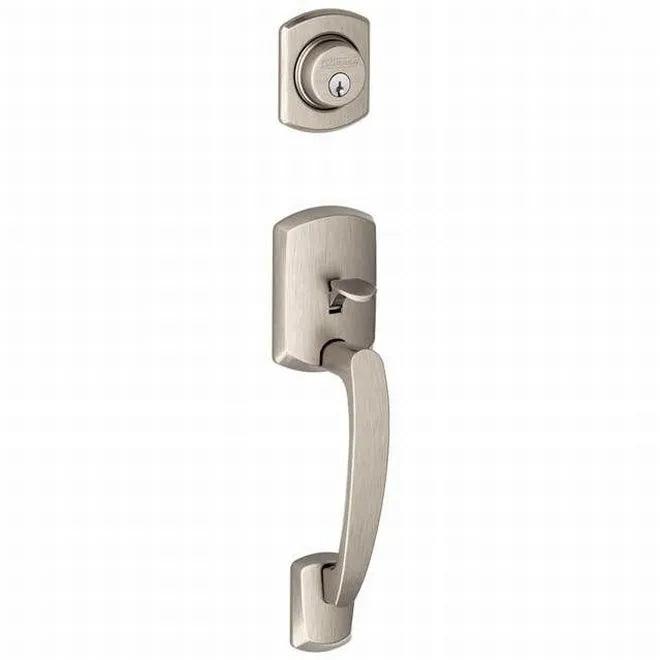 Schlage Greenwich Dummy Exterior Handleset Only - Interior Trim Sold Separately Satin Nickel