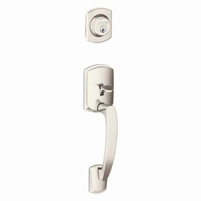 Schlage Greenwich Single Cylinder Exterior Active Handleset Only - Interior Trim Sold Separately Polished Nickel