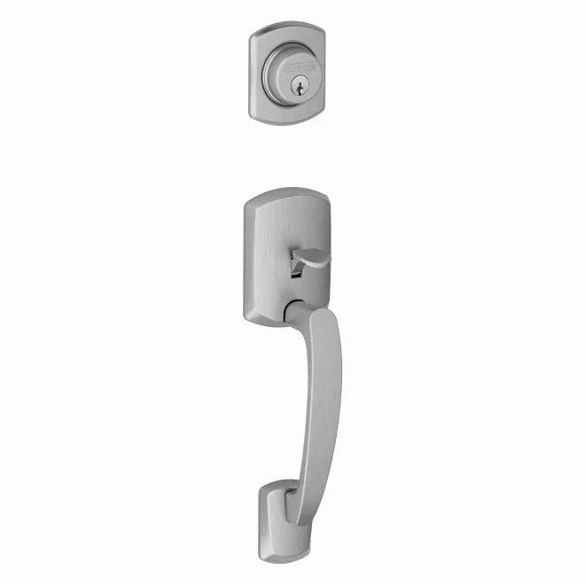 Schlage Greenwich Single Cylinder Exterior Active Handleset Only - Interior Trim Sold Separately Satin Chrome