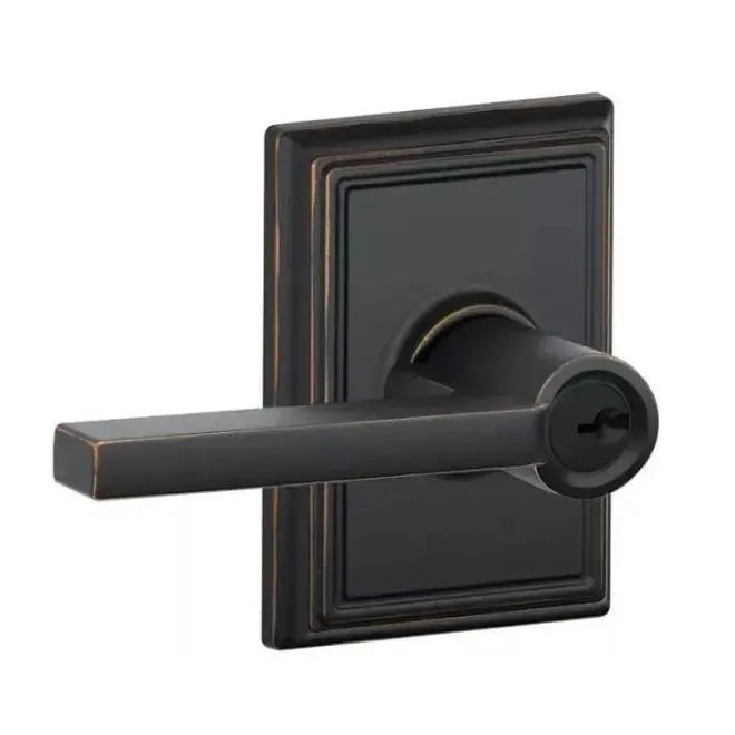 Schlage Latitude Lever with Addison Rosette in Aged Bronze finish
