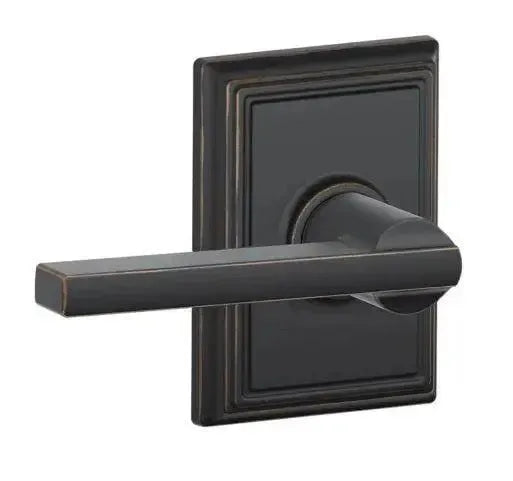 Schlage Latitude Lever with Addison Rosette in Aged Bronze finish