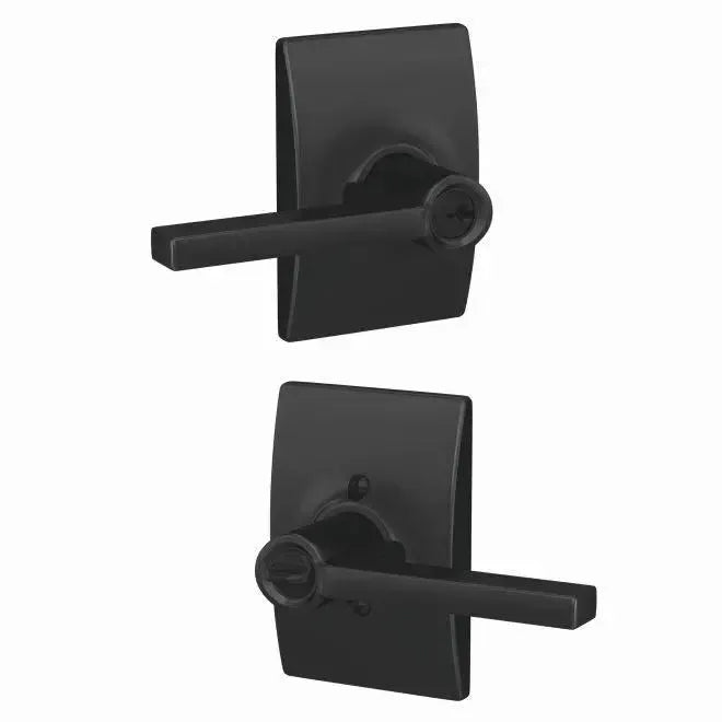 Schlage Latitude Lever with Century Rosette in Flat Black finish