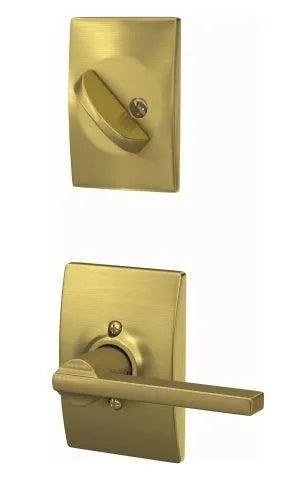 Schlage Latitude Lever With Century Rosette Interior Active Trim - Exterior Handleset Sold Separately in Satin Brass finish