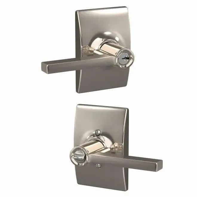 Schlage Latitude Lever with Century Rosette in Polished Nickel finish