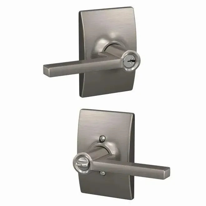 Schlage Latitude Lever with Century Rosette in Satin Nickel finish