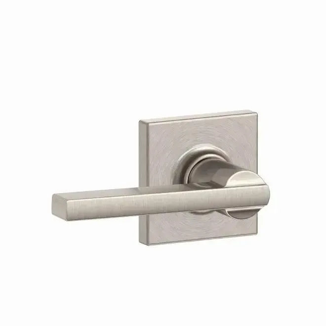 Schlage Latitude Lever with Collins Rosette in Satin Nickel finish