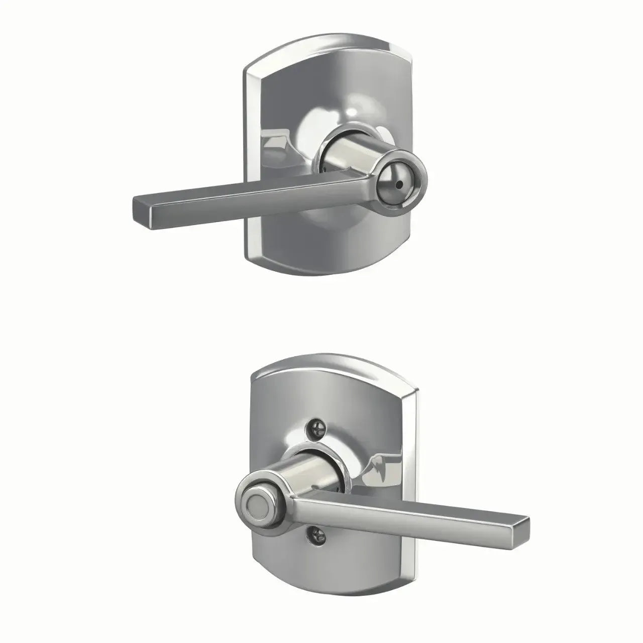 Schlage Latitude Lever with Greenwich Rosette in Bright Chrome finish