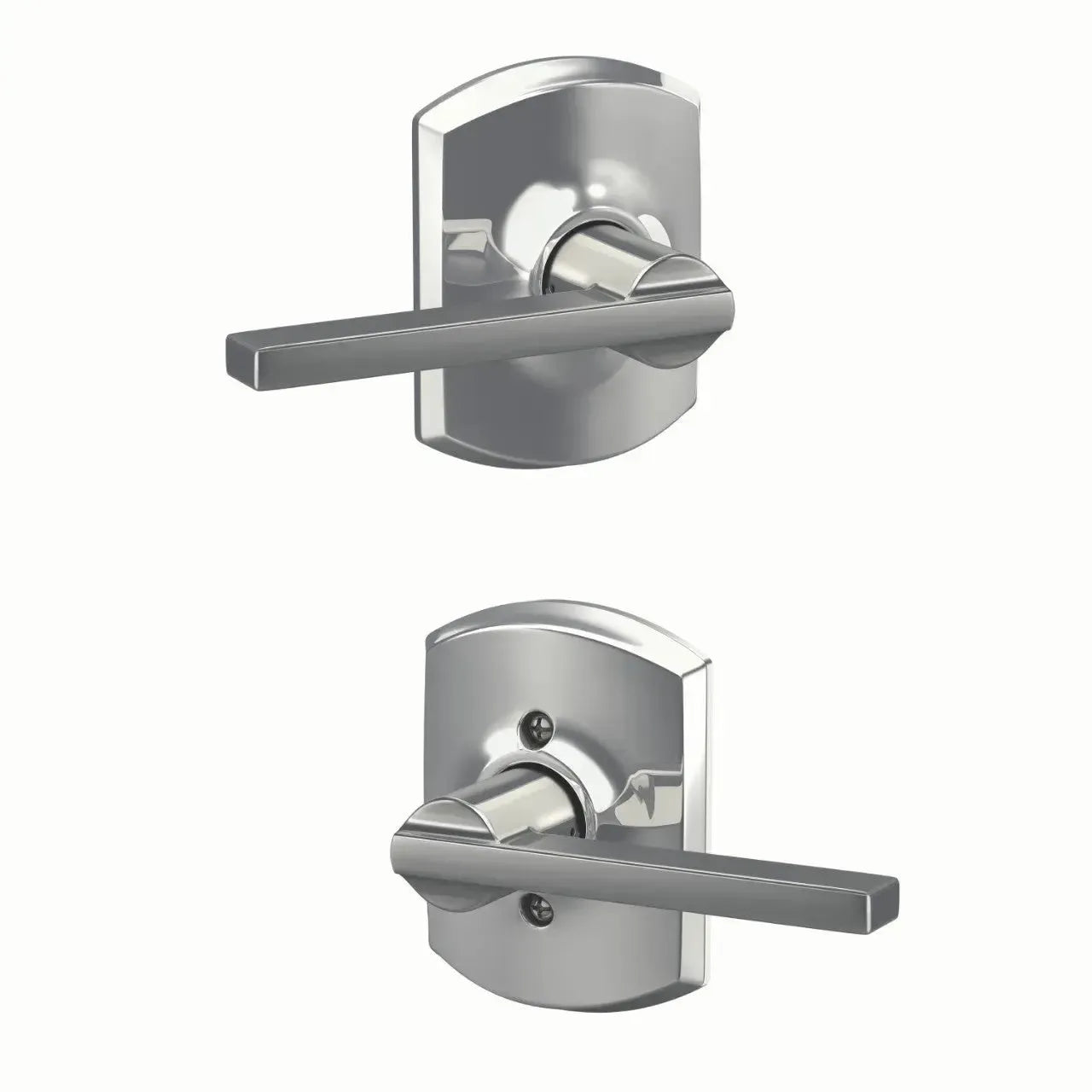 Schlage Latitude Lever with Greenwich Rosette in Bright Chrome finish
