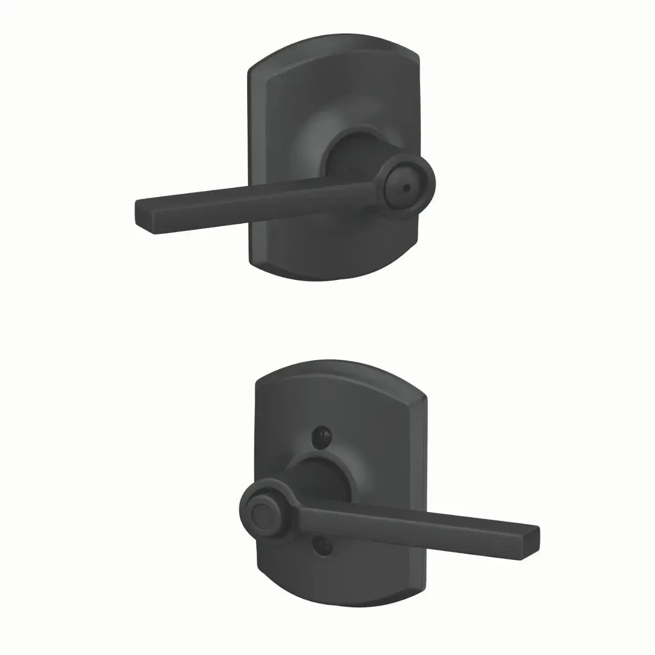 Schlage Latitude Lever with Greenwich Rosette in Matte Black finish