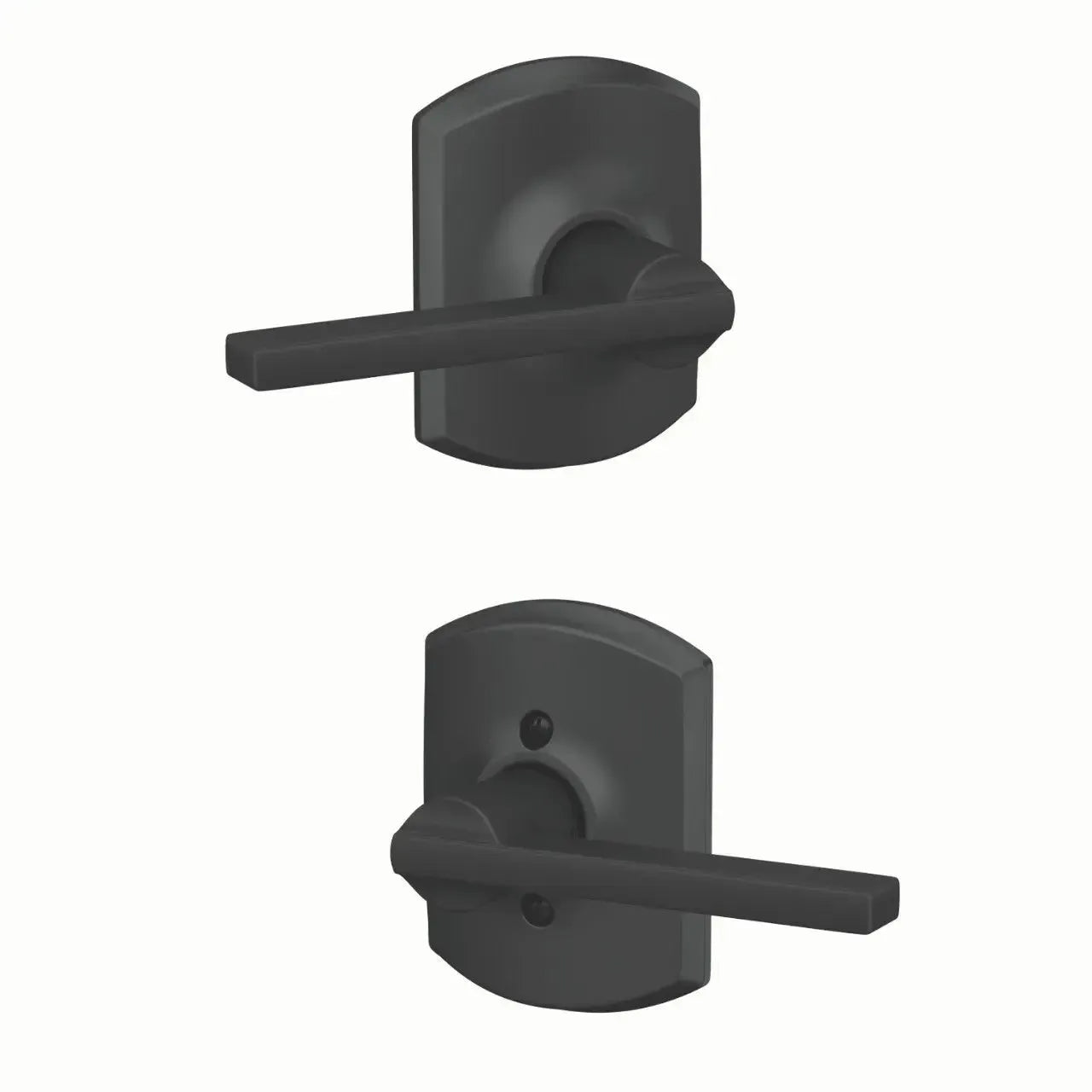 Schlage Latitude Lever with Greenwich Rosette in Matte Black finish