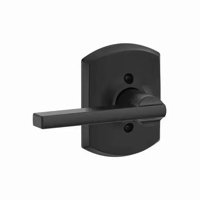 Schlage Latitude Lever with Greenwich Rosette in Matte Black finish