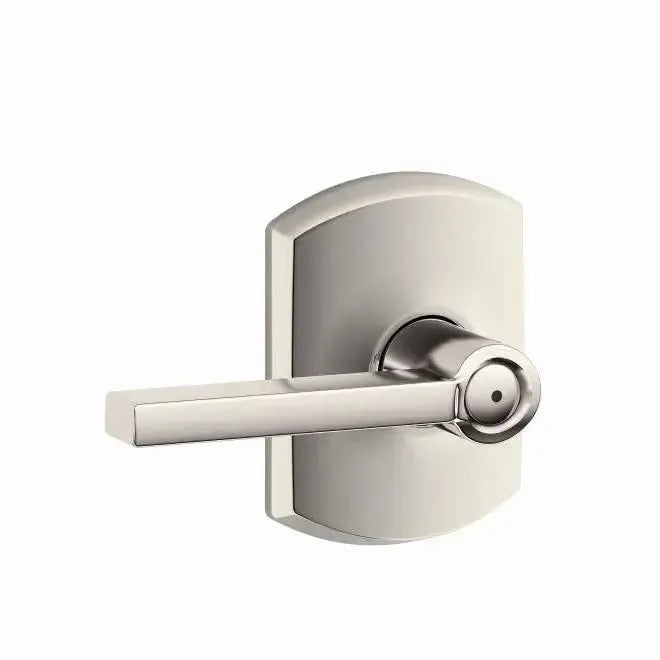 Schlage Latitude Lever with Greenwich Rosette in Polished Nickel finish
