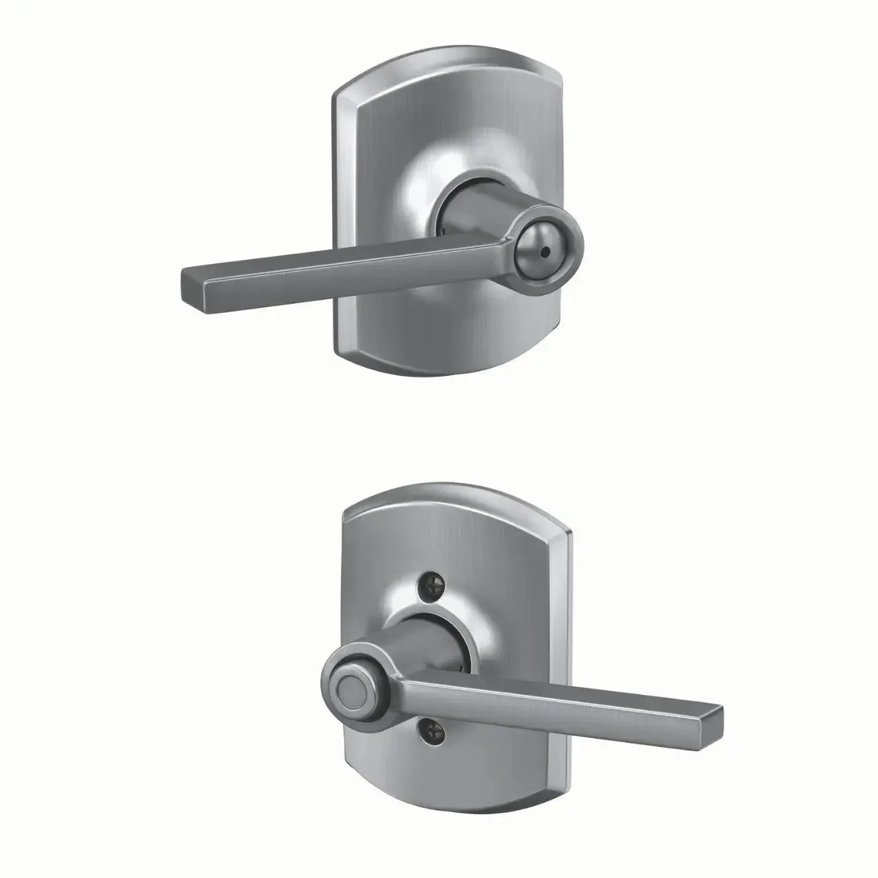 Schlage Latitude Lever with Greenwich Rosette in Satin Chrome finish