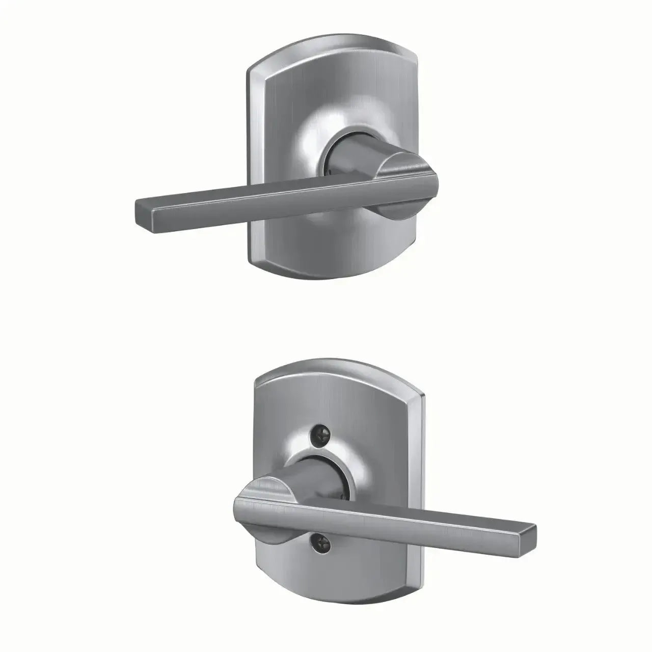 Schlage Latitude Lever with Greenwich Rosette in Satin Chrome finish