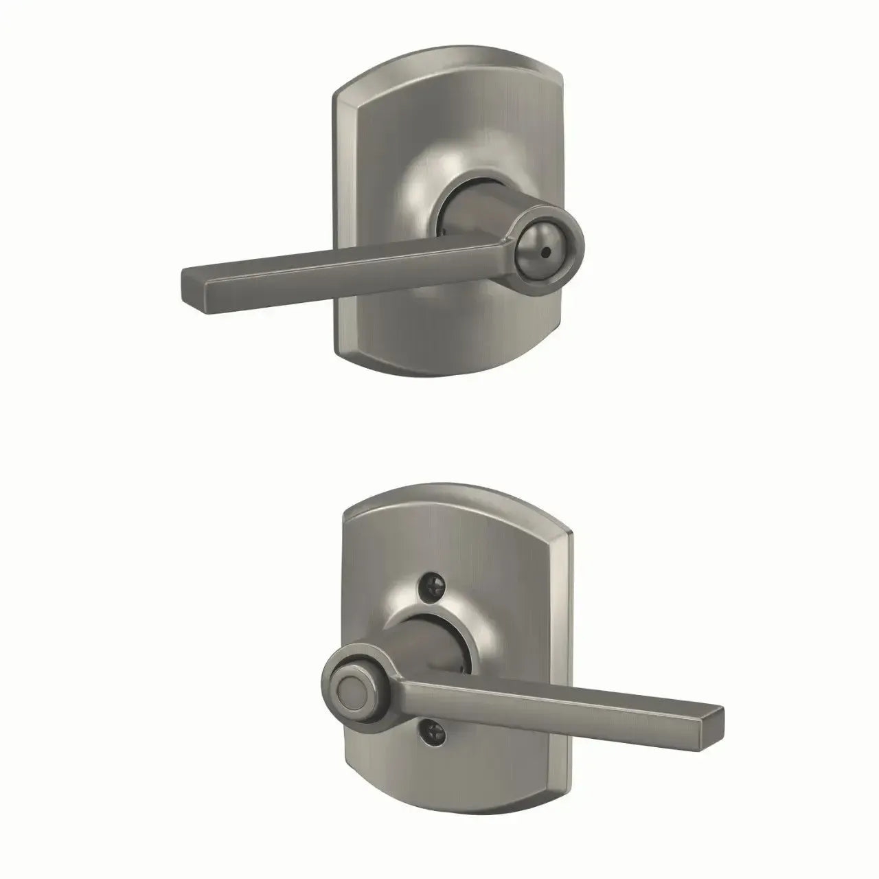 Schlage Latitude Lever with Greenwich Rosette in Satin Nickel finish