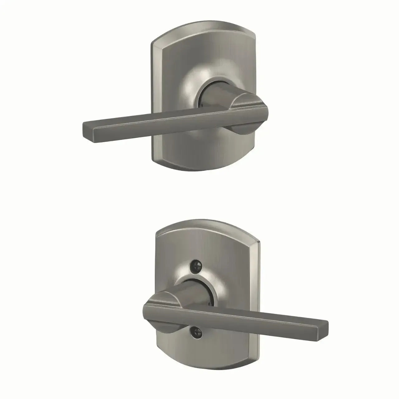 Schlage Latitude Lever with Greenwich Rosette in Satin Nickel finish