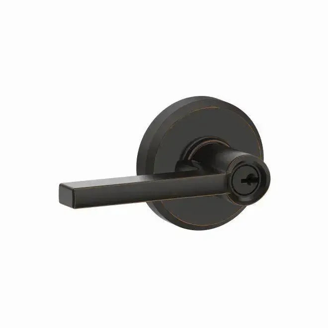 Schlage Latitude Passage Lever With Greyson Rosette in Aged Bronze finish