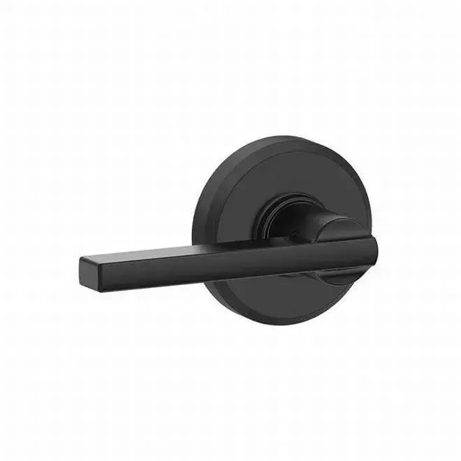Schlage Latitude Passage Lever With Greyson Rosette in Flat Black finish