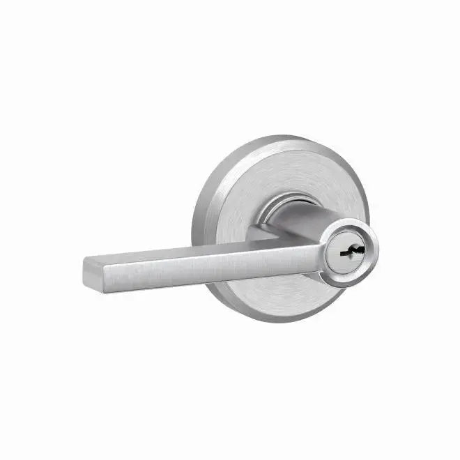 Schlage Latitude Passage Lever With Greyson Rosette in Satin Chrome finish
