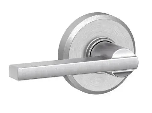 Schlage Latitude Passage Lever With Greyson Rosette in Satin Chrome finish