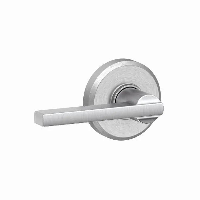 The Schlage Latitude Passage Lever With Greyson Rosette in Satin Chrome finish