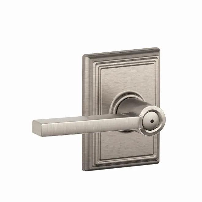 Schlage Latitude Privacy Lever With Addison Rosette in Satin Nickel finish