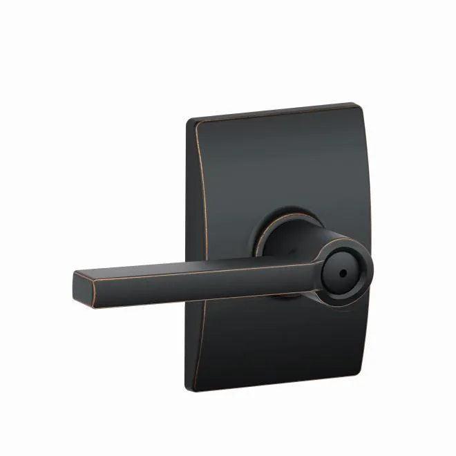 Schlage Latitude Privacy Lever With Century Rosette in Aged Bronze finish