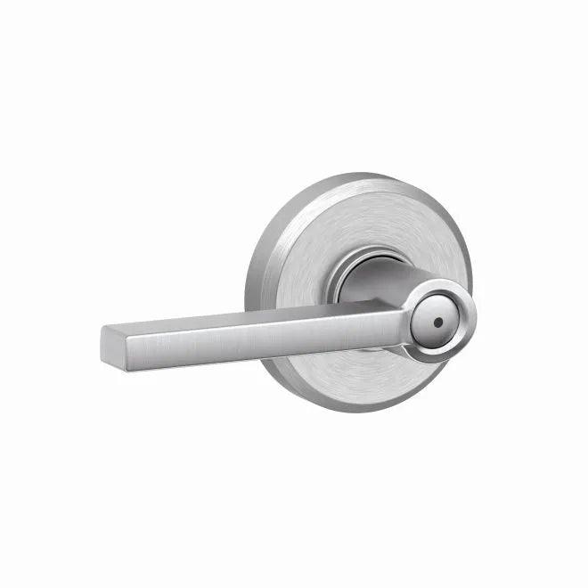 Schlage Latitude Privacy Lever With Greyson Rosette in Satin Chrome finish