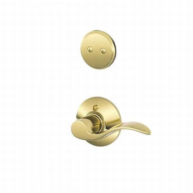 Schlage Left Hand Accent Dummy Lever Interior Trim - Exterior Handleset Sold Separately in Bright Brass finish