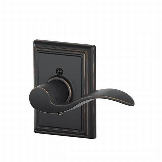 Schlage Left Hand Accent Dummy Lever With Addison Rosette Interior Trim - Exterior Handleset Sold Separately in Aged Bronze finish