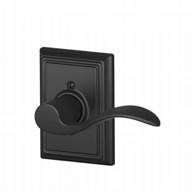 Schlage Left Hand Accent Dummy Lever With Addison Rosette Interior Trim - Exterior Handleset Sold Separately in Flat Black finish