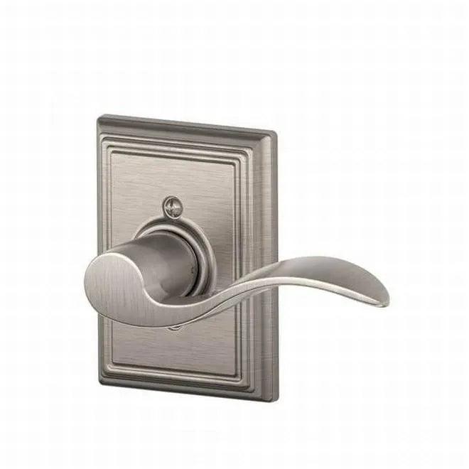 Schlage Left Hand Accent Dummy Lever With Addison Rosette Interior Trim - Exterior Handleset Sold Separately in Satin Nickel finish