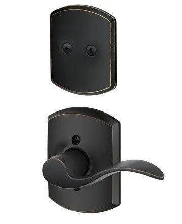 Schlage Left Hand Accent Dummy Lever With Greenwich Rosette Interior Trim - Exterior Handleset Sold Separately in Aged Bronze finish