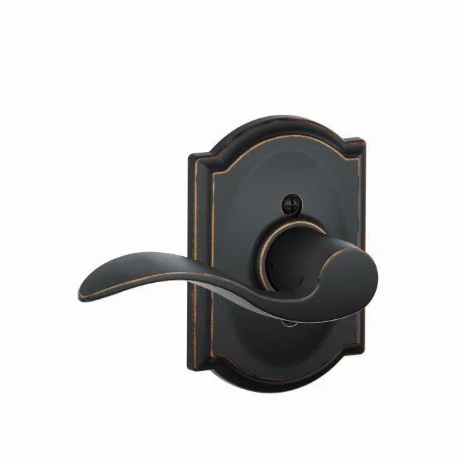 Schlage Left Hand Accent Lever With Camelot Rosette Half Dummy Aged Bronze