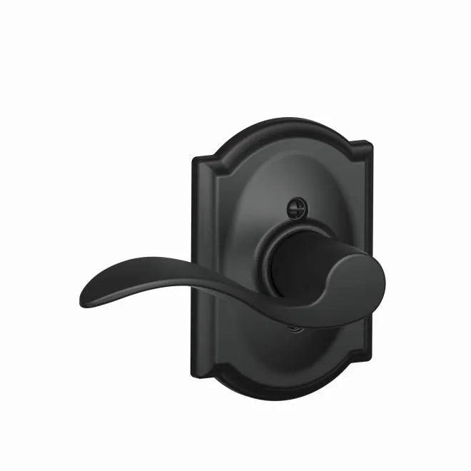 Schlage Left Hand Accent Lever With Camelot Rosette Half Dummy Flat Black