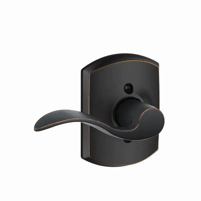 Schlage Left Hand Accent Lever With Greenwich Rosette Half Dummy in Aged Bronze finish