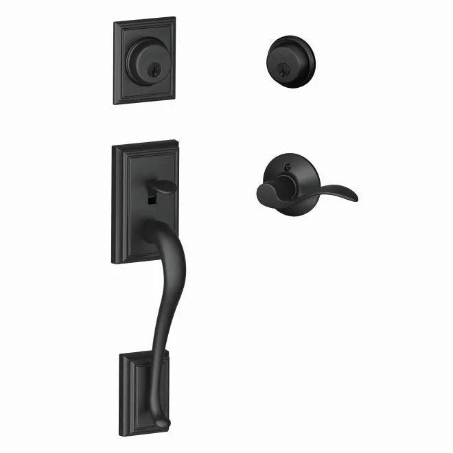 Schlage Left Hand Addison Double Cylinder Handleset With Accent Lever Flat Black