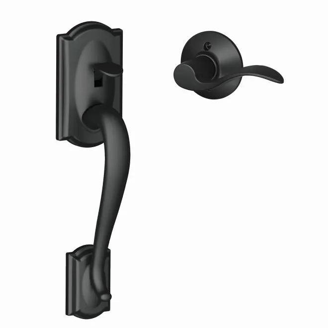 Schlage Left Hand Camelot Bottom Half Handleset With Accent Lever Flat Black