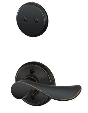 The Schlage Left Hand Champagne Dummy Lever Interior Trim - Exterior Handleset Sold Separately in Aged Bronze finish