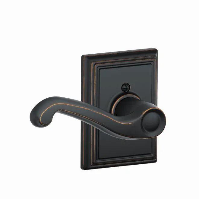 Schlage Left Hand Flair Lever With Addison Rosette Half Dummy Aged Bronze