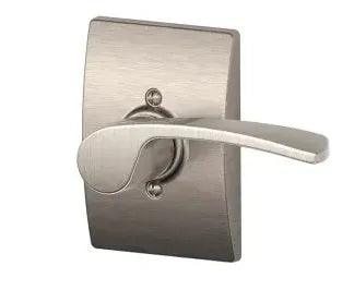 Schlage Left Hand Merano Dummy Lever With Century Rosette Interior Trim - Exterior Handleset Sold Separately in Satin Nickel finish